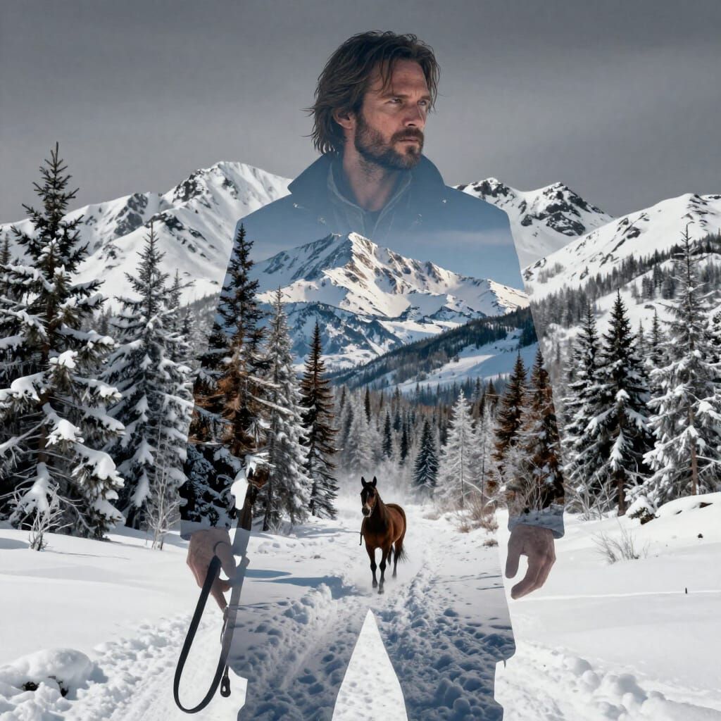 Arthur Morgan Double Exposure of Winter Frontier