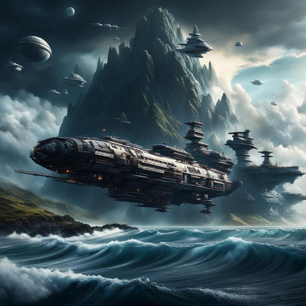 Epic Windward Generation Fleet in Digital Matte Painting