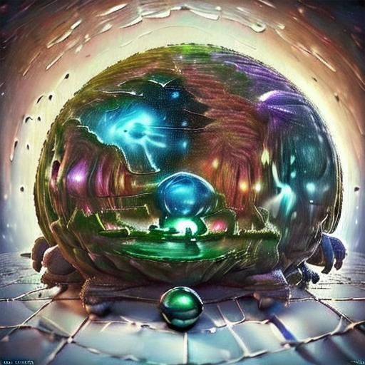 Pixel Art Spaceship Gazing at Distant Galaxy