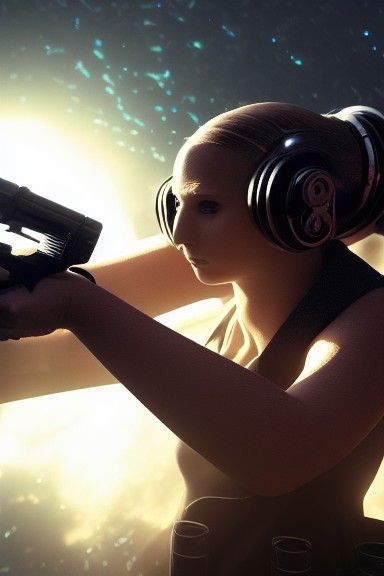 Psychic with Gun in Sci-Fi Concept Art