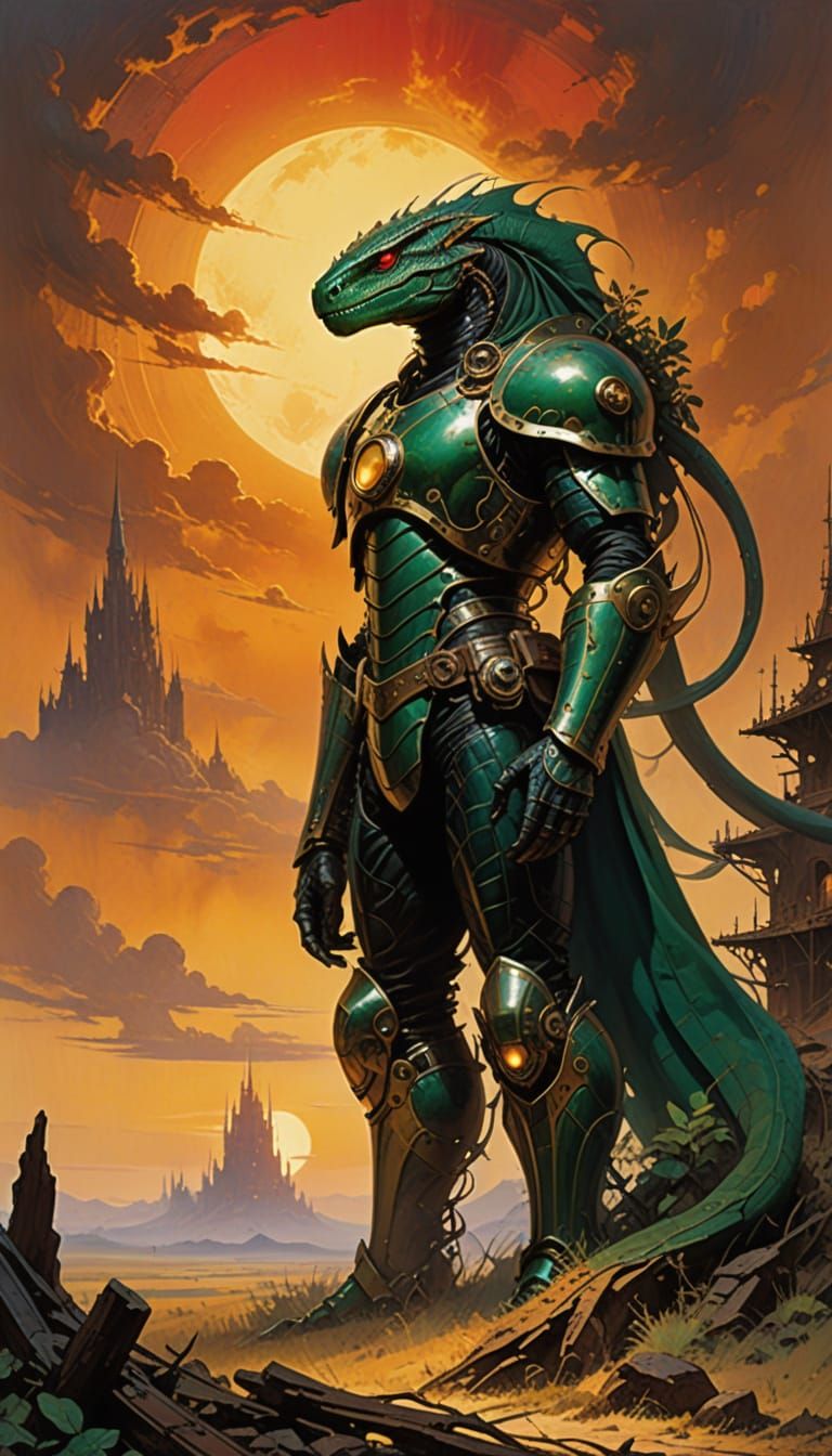 Regal Steampunk Botanical in Emerald and Gold