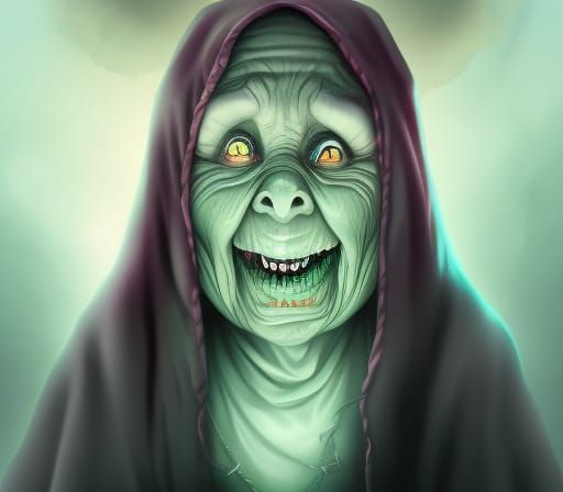 Majestic Scary River Hag Digital Painting