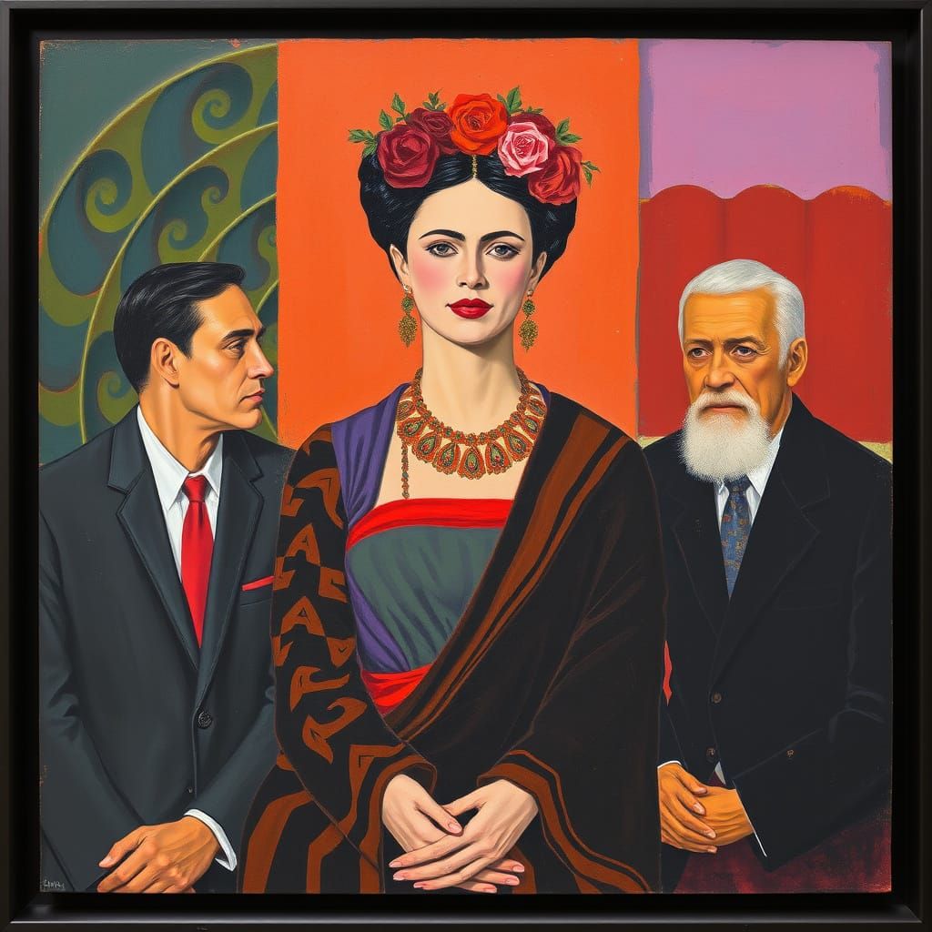 Abstract Expressionist Painting in Mixed Styles