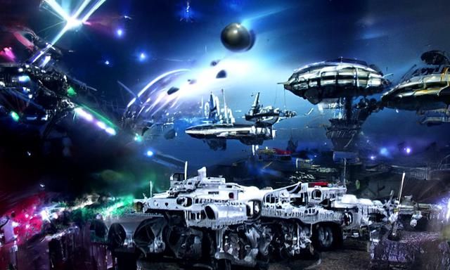 Futuristic Sci-Fi War in Complex Galactic Space