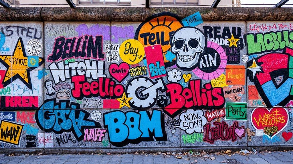 Berlin Wall Graffiti Mural in Comic Book Style