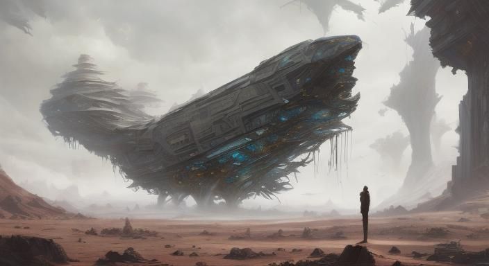 Intricate Alien Moon Puzzle in Digital Illustration