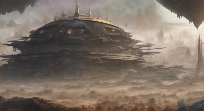 Enigmatic Alien Moon Puzzle in Digital Illustration