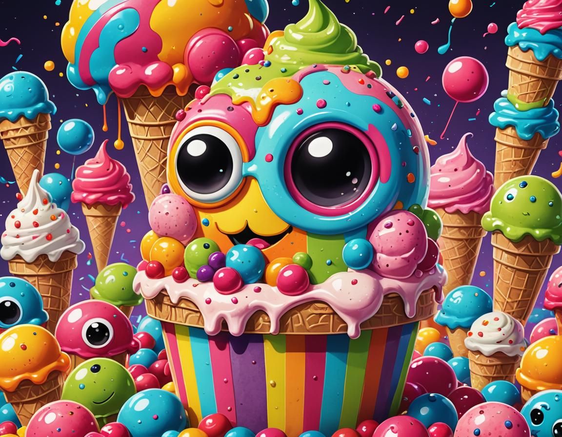 Whimsical Ice Cream Mascot Concept Art