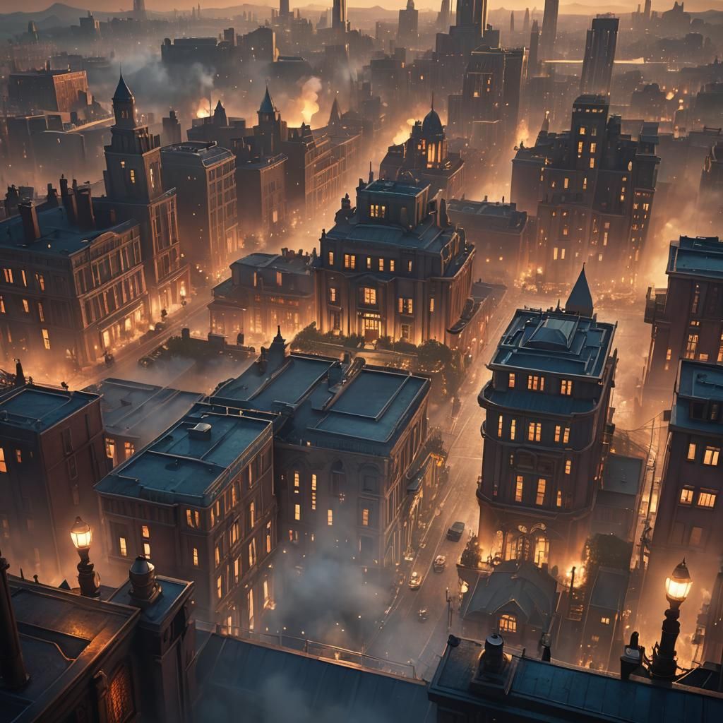 Great Gatsby in a Fantastical 1920s Cityscape