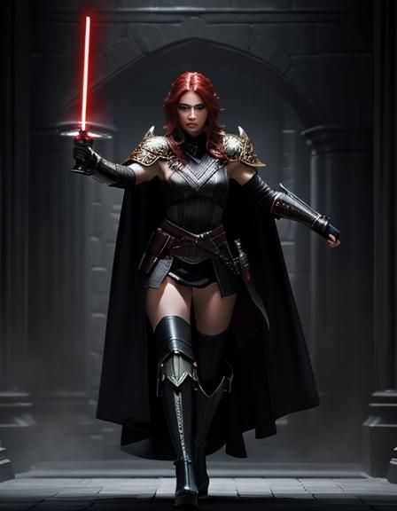 Star Wars Warrior with Lightsabers in Dark Fantasy Style