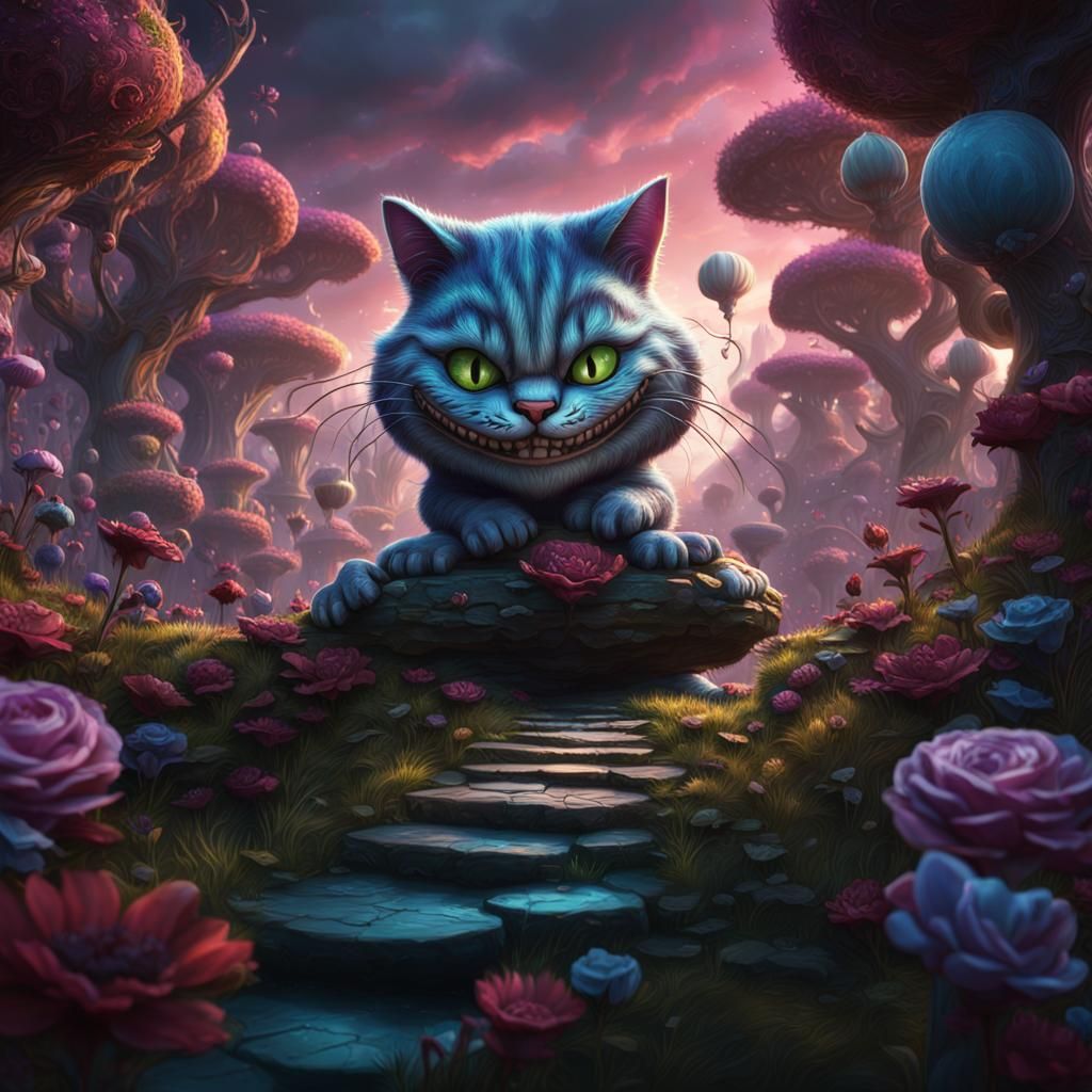 Cheshire Cat in Wonderland: Fantasy Concept Art