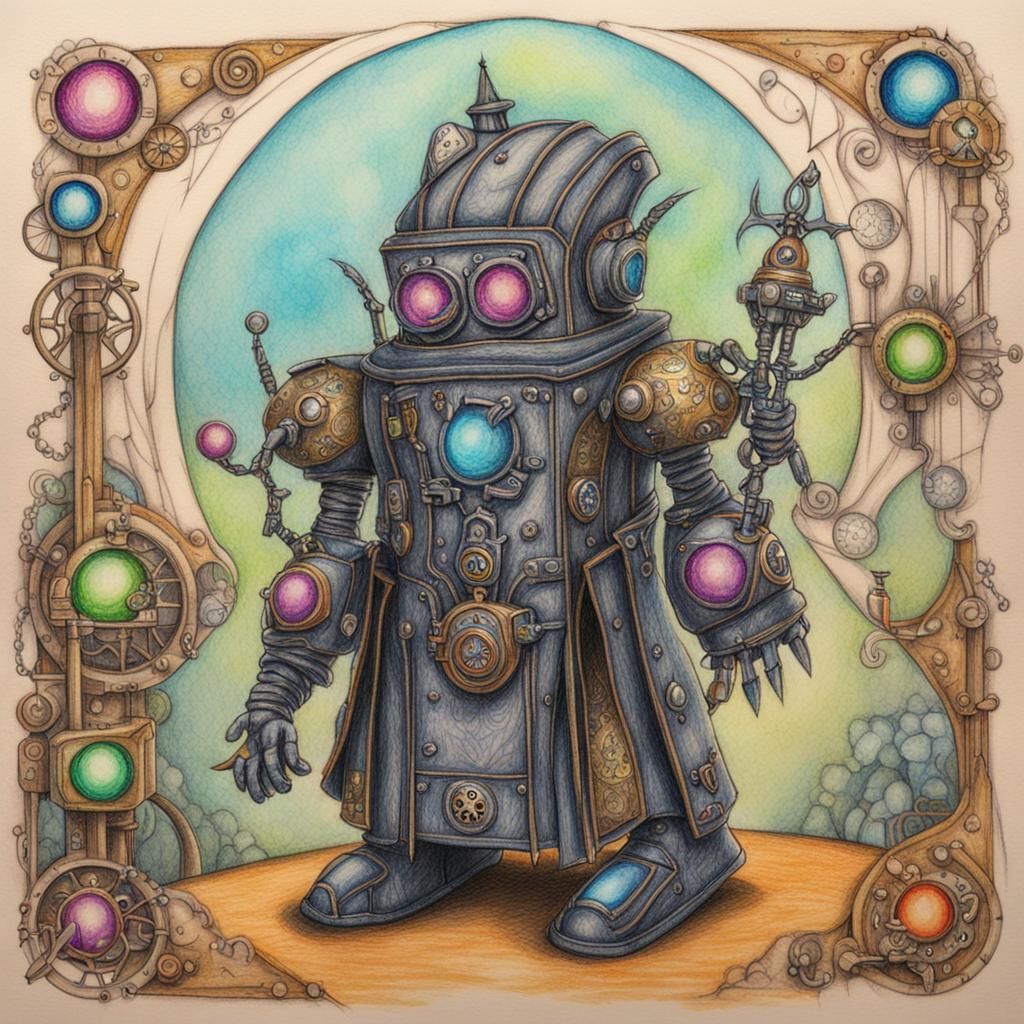 Goth Steampunk Cyberfairy Godmother Bot in Kid Style