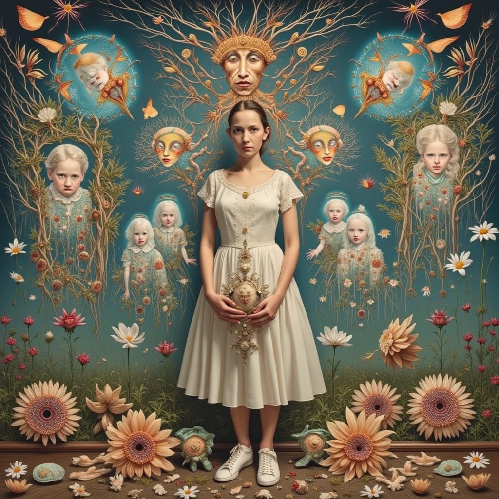 Evolving Figure in Surreal Dreamscape, Abstract Art