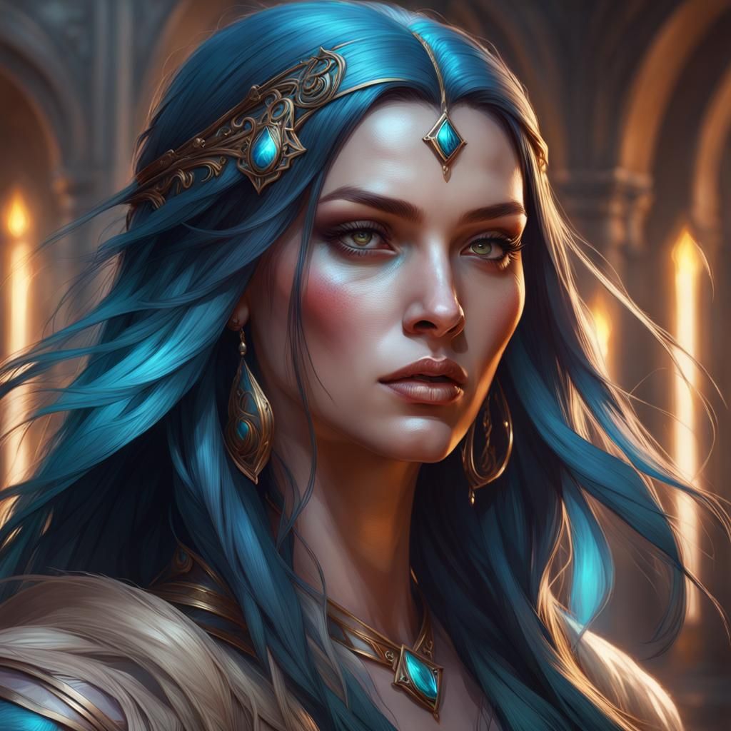Sorceress Portrait in Hyperdetailed Digital Art Style
