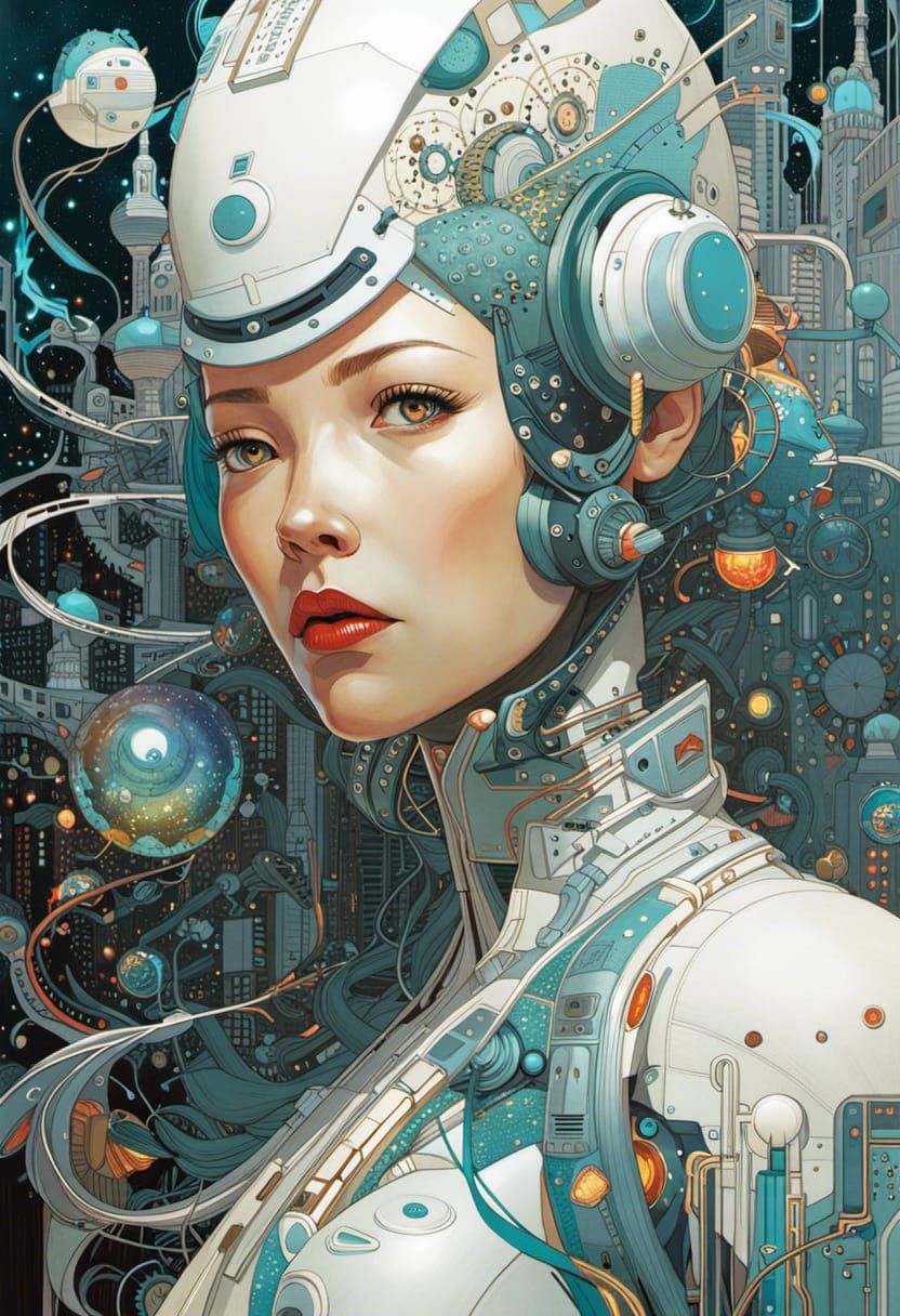Cosmic Cyberpunk Cyborg in Detailed Digital Art
