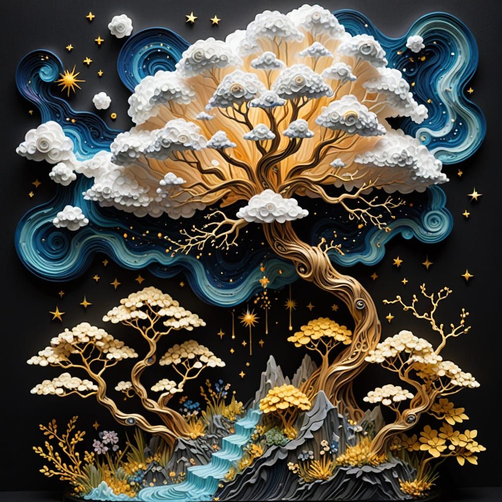 Fractal Nebula with Bioluminescent Crystal Structures