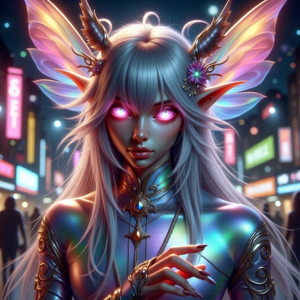 <lora:BeautifulFairyFlux:1.0> cyberpunk edgerunners anime style, featured on pixiv, kawaii, lofi, anime art, anime art b...