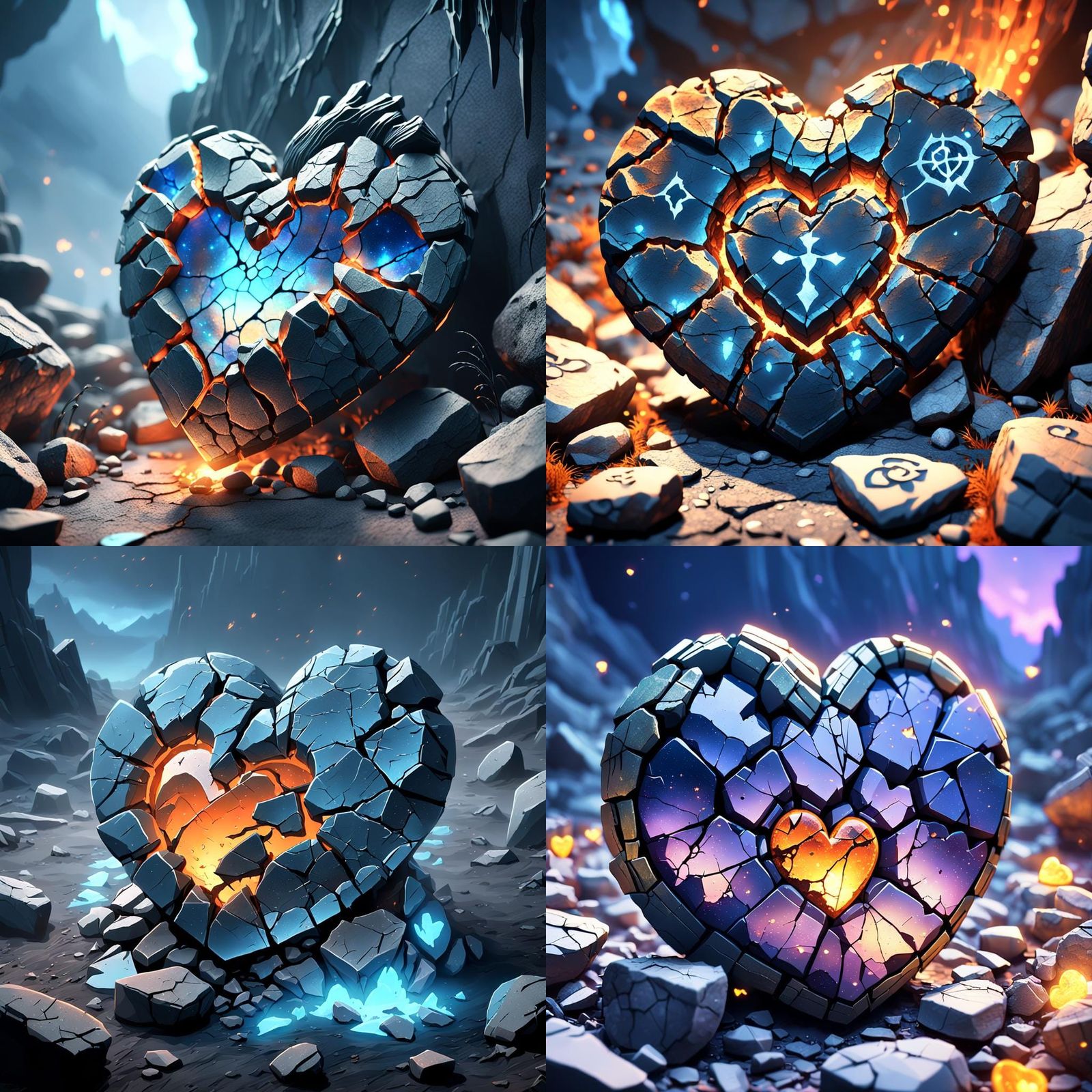 Anime Gothic Stone Heart Crumbling Down