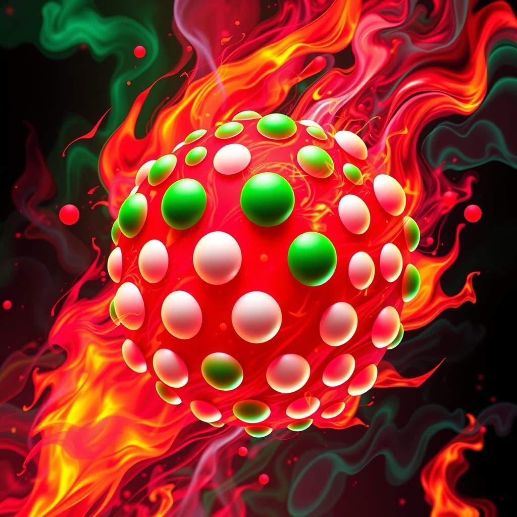 Polka Dot Flames in a Futuristic 3D Rendering