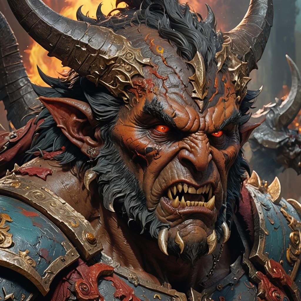 Orcus Demon Lord Portrait in Splash Art Style