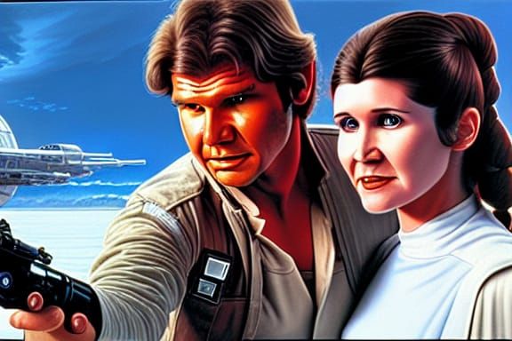 Han and Leia's Sci-Fi Vacation Painting