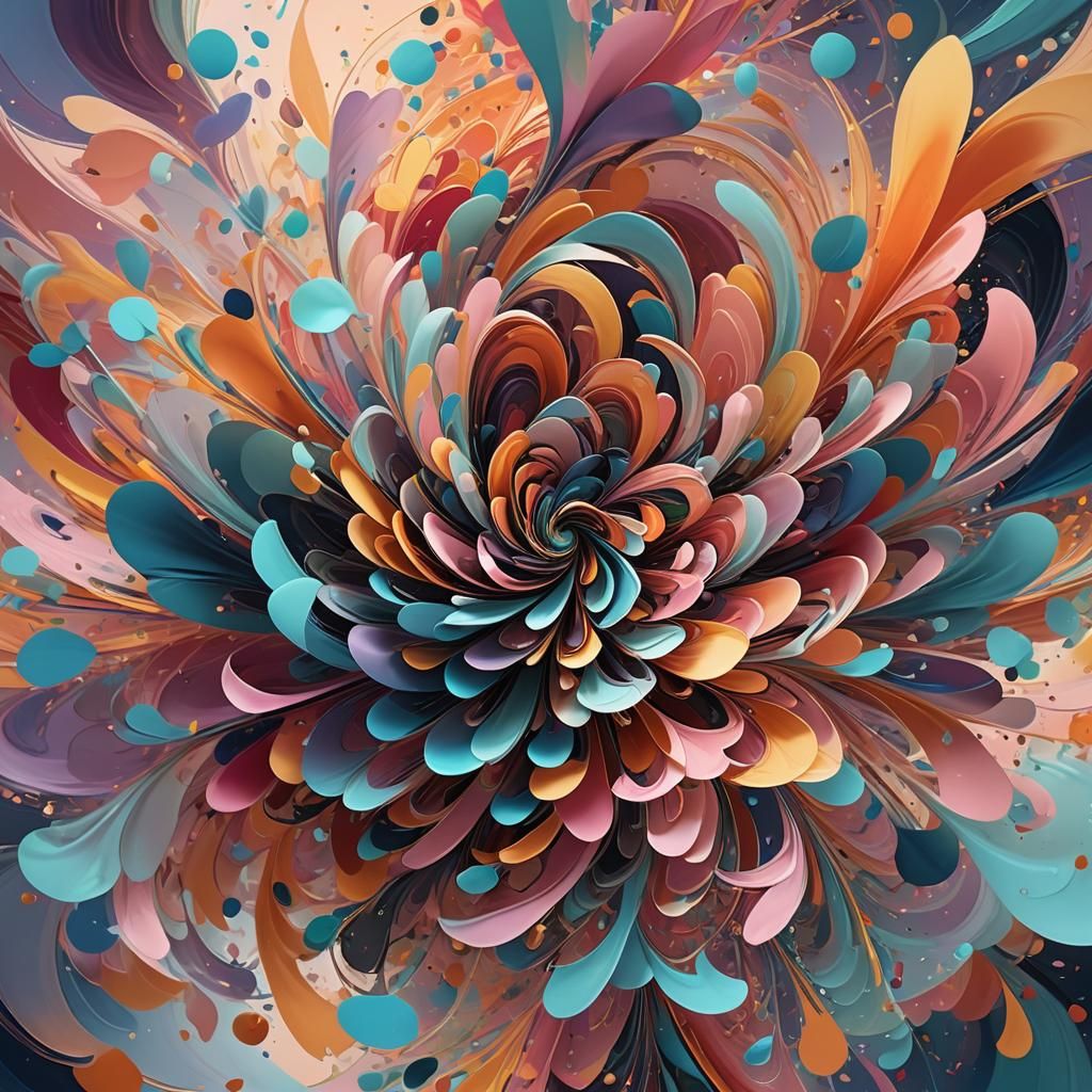 Abstract Geometric Shapes Swirl in Ethereal Digital Art