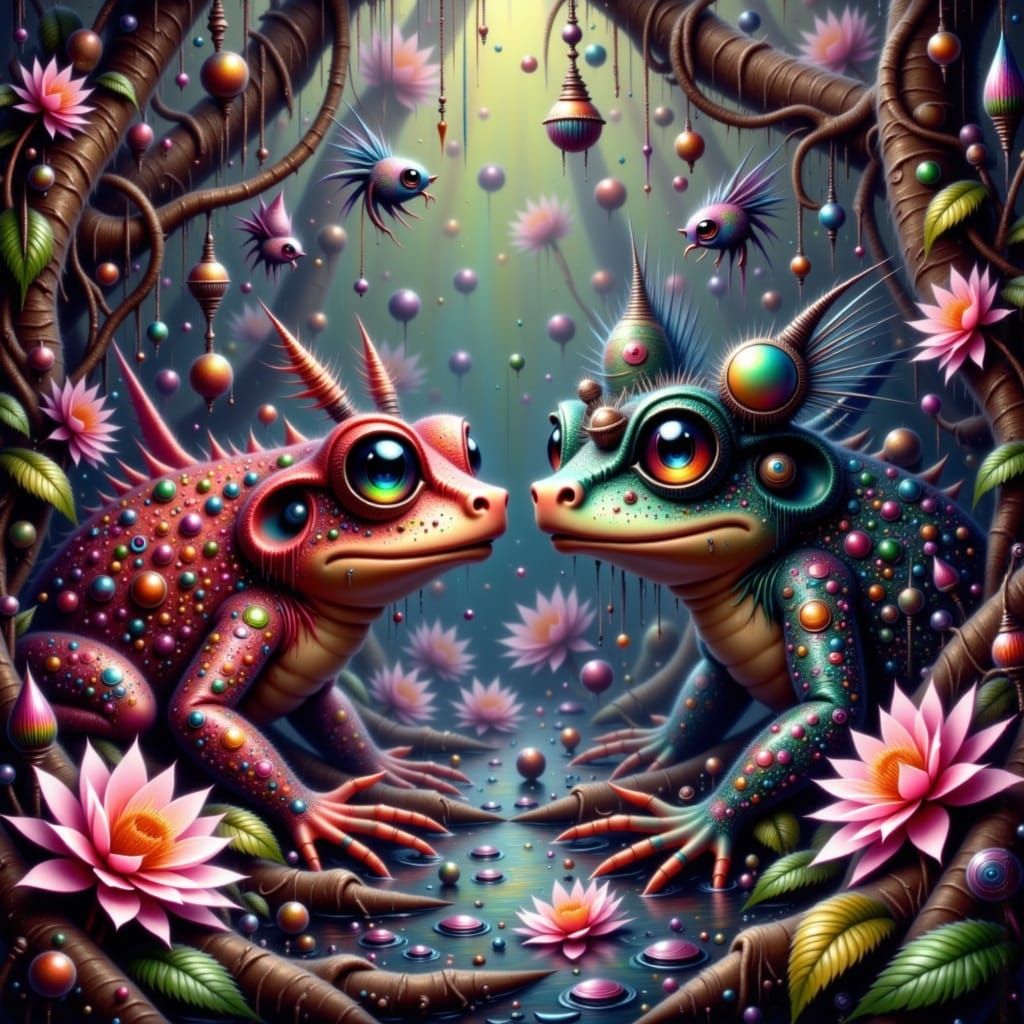 Red vs Black Frogs Battle on Lush Game Board