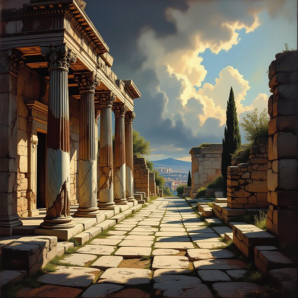 Ancient Ruins in Old Master Style