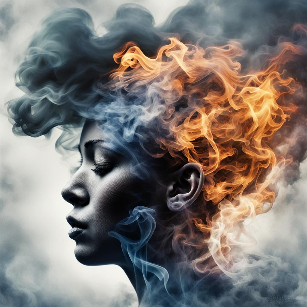 Ethereal Smoke Goddess Arising from Campfire