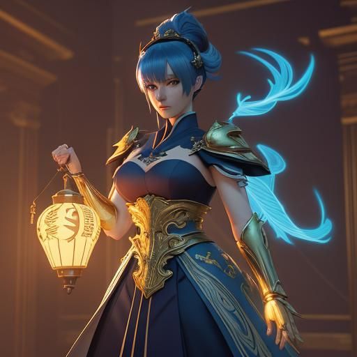 Vesper in Ornate Room: 3D Anime Art