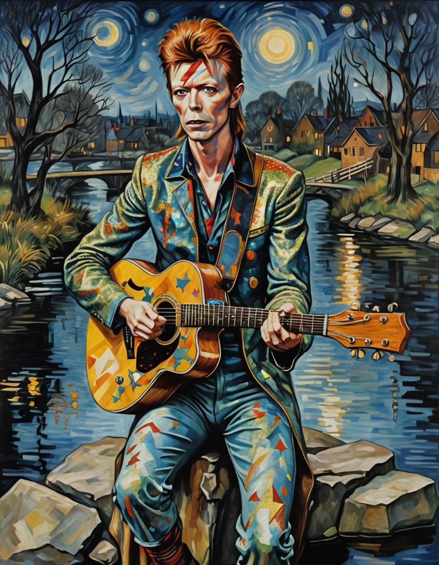 Glam Rock Icon Reimagines as Neo-Cubist Painting