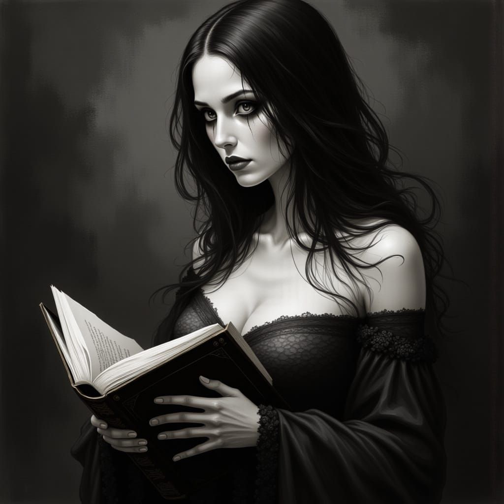 Woman Reads Nightmares in Watercolour Style