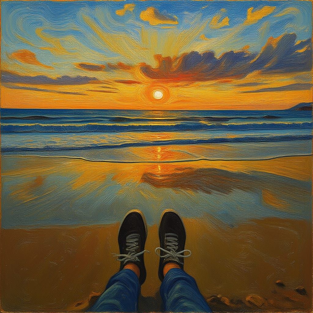 Standing on the beach