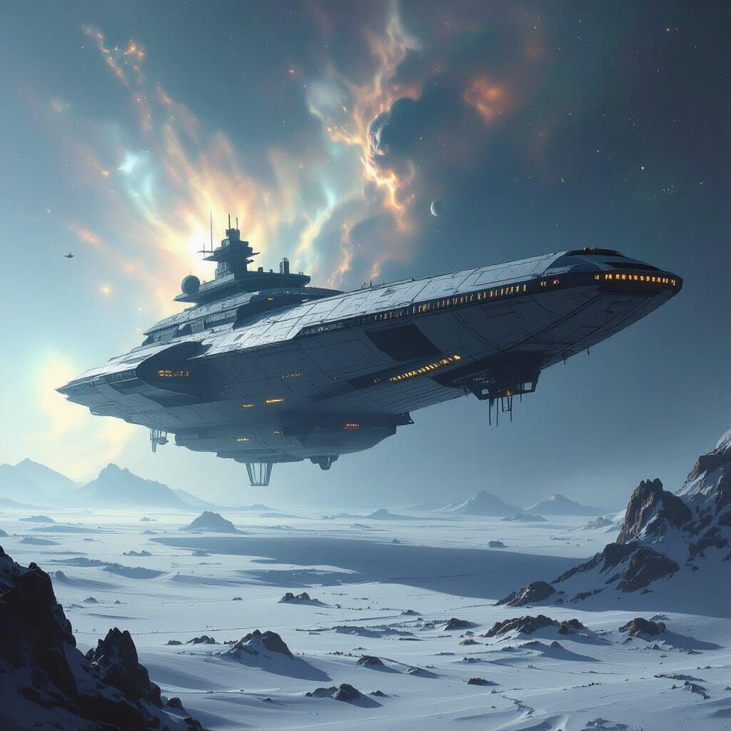 Majestic Abandoned Starship Drifting in Space