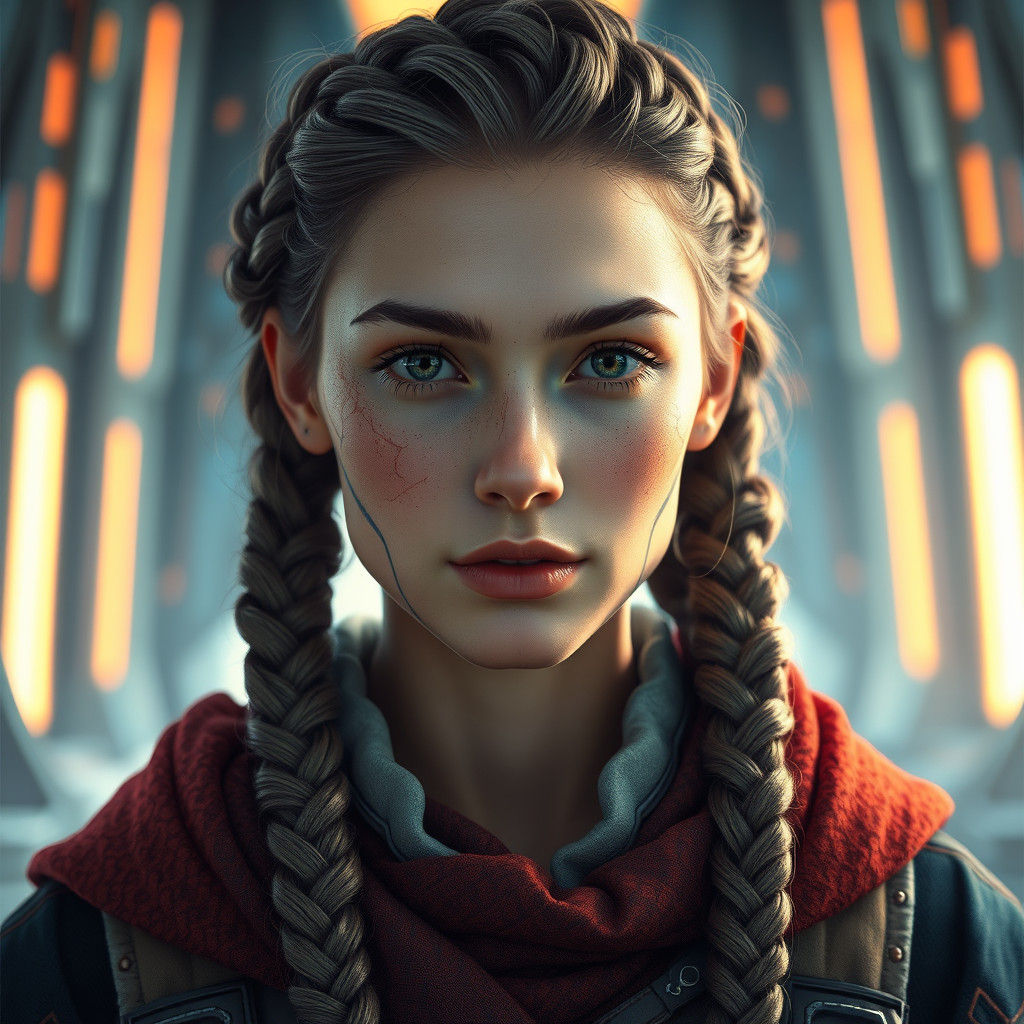 Futuristic Nordic Woman Portrait in Digital Art Style