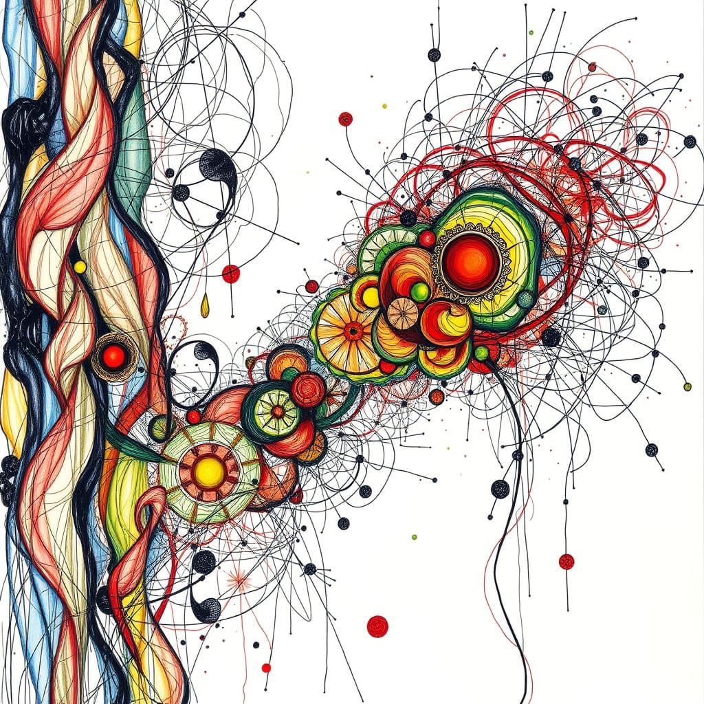 Colorful Surrealist Cubism Drawing in Style of Kandinsky