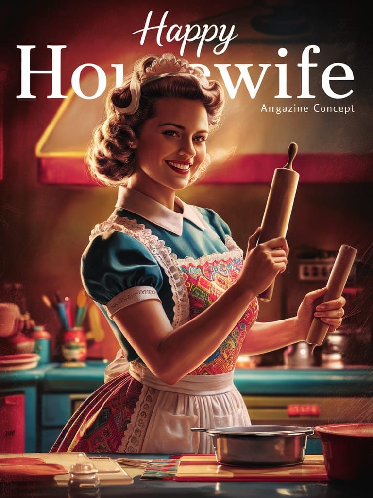 1950s Housewife in Kitchen Splash Art