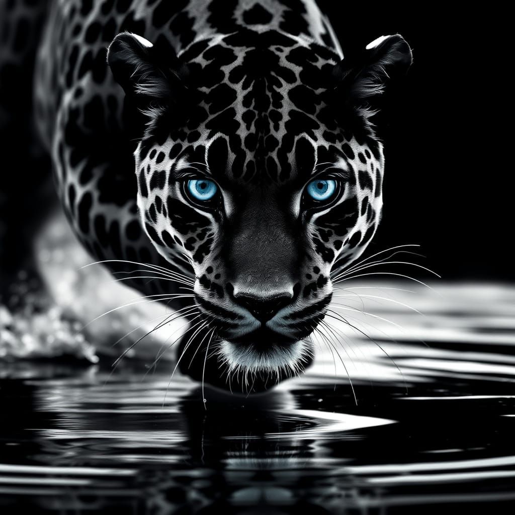 Black Leopard Leaping: Hyper-Realistic Wildlife Close-Up