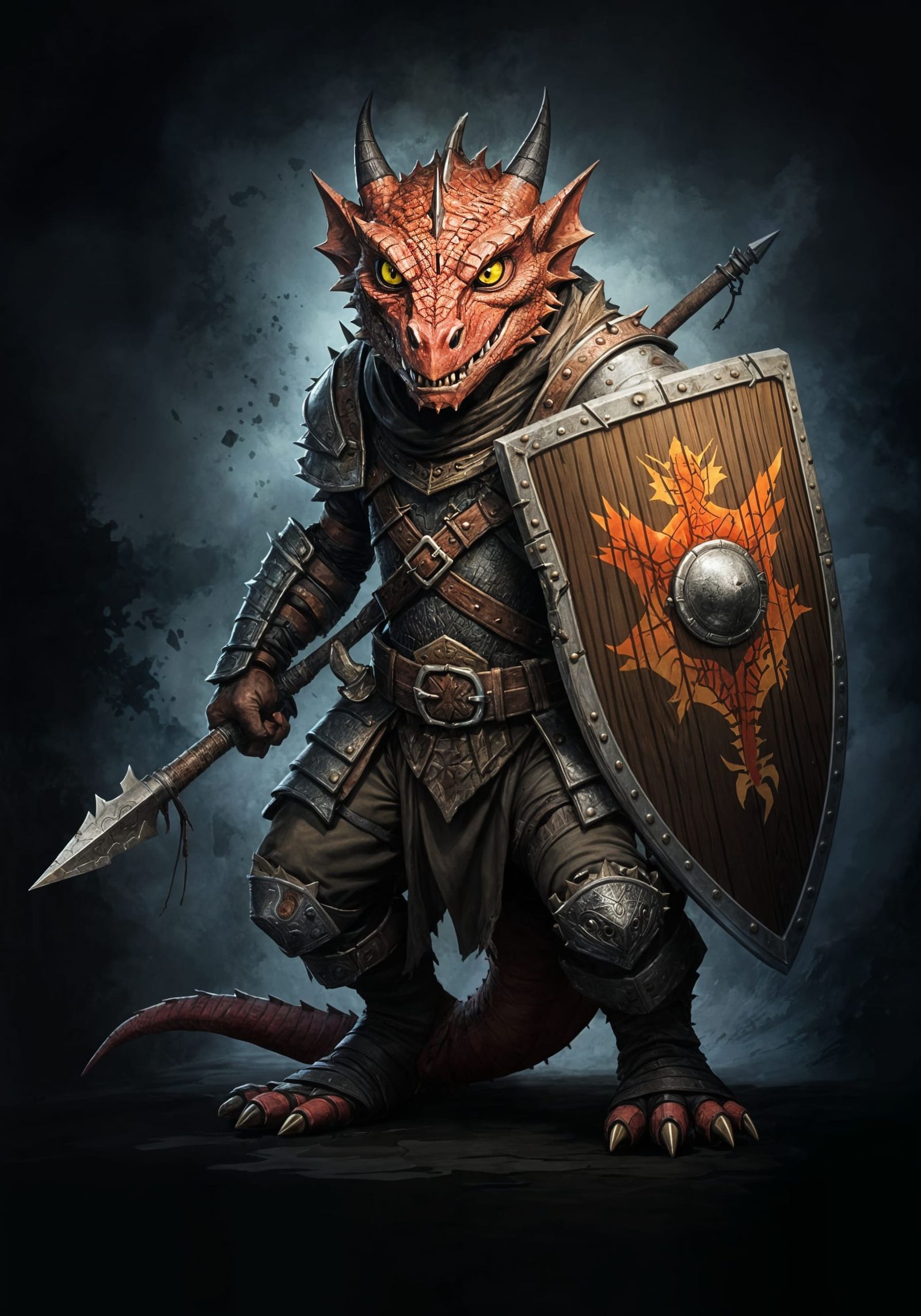 Cyberpunk-Style Kobold Warrior in Leather Armor