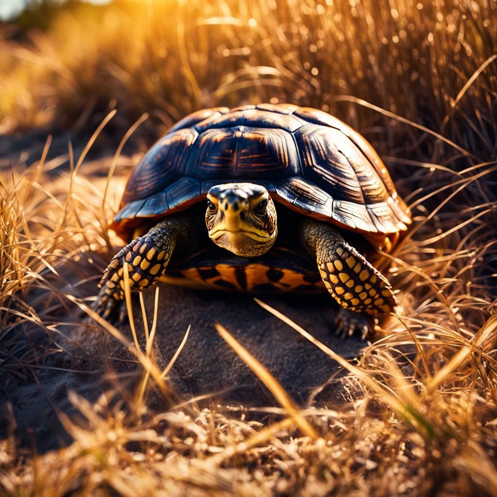 Ornate Box Turtle in New Mexico Desert, Hyperrealistic