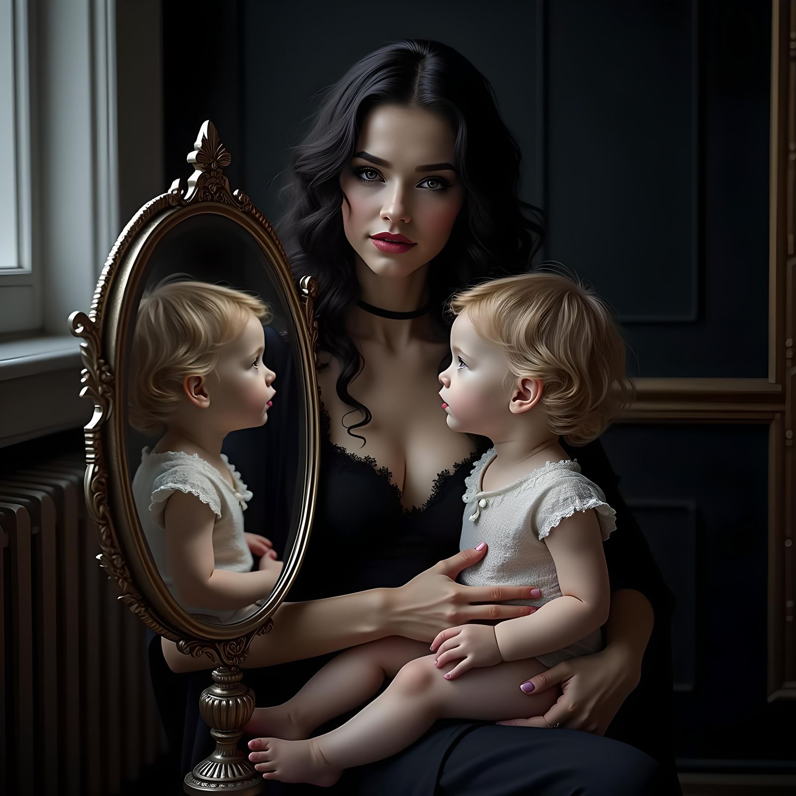 Sinister Beauty Reflects with Bound Captive