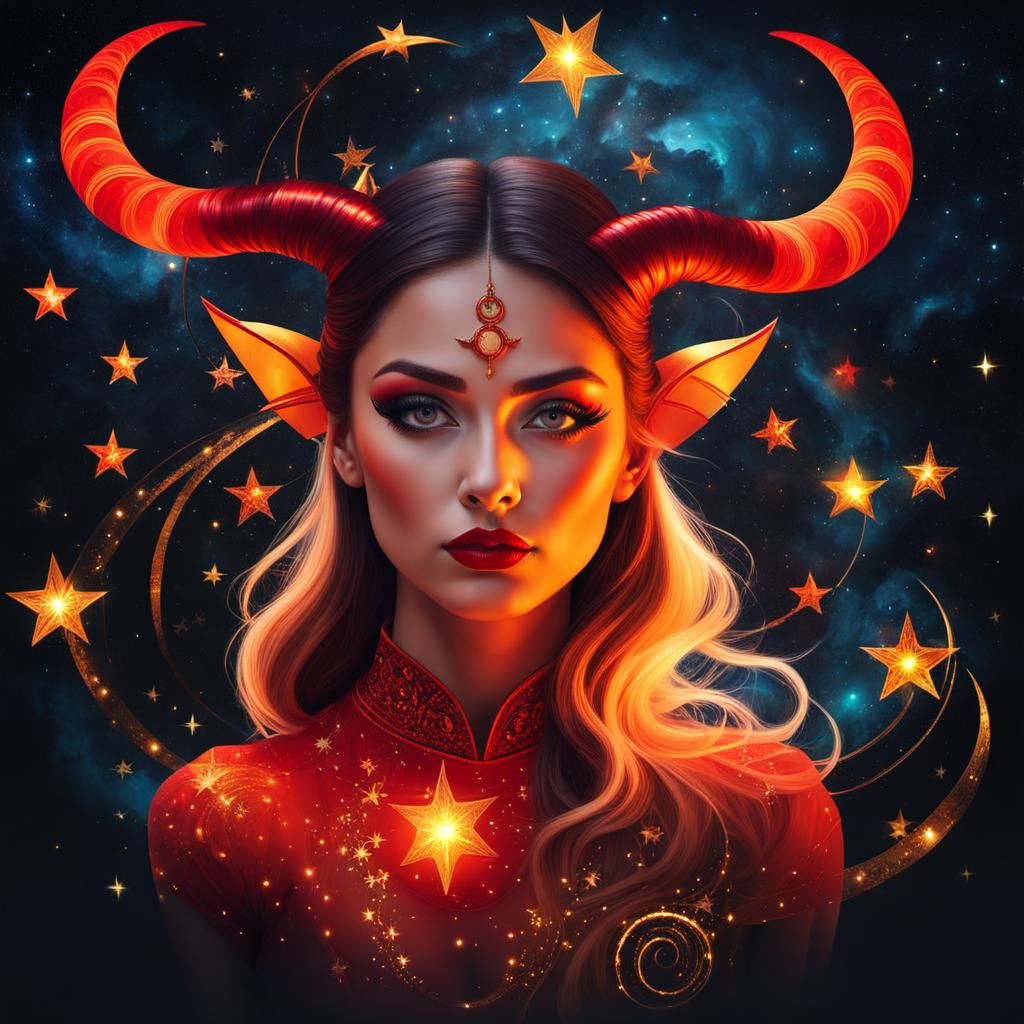 Surreal Devil Dancer in Double Exposure