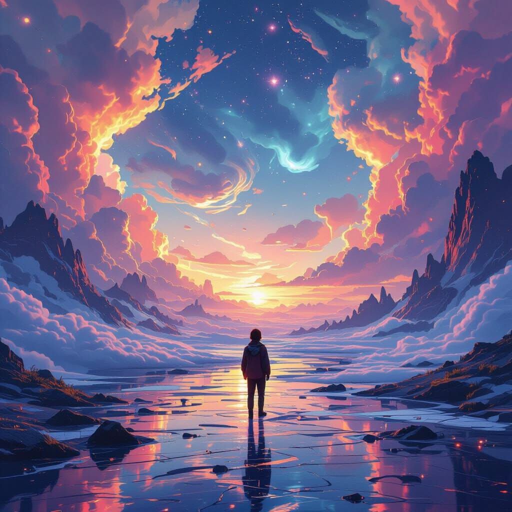 Surreal Dreamscape with Ethereal Lights