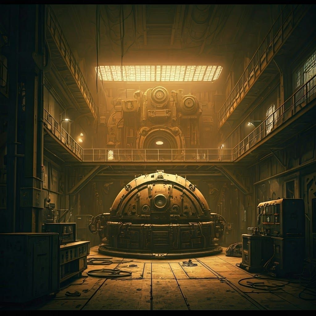 Colossal Mechanical Project in Warmly Lit Workshop