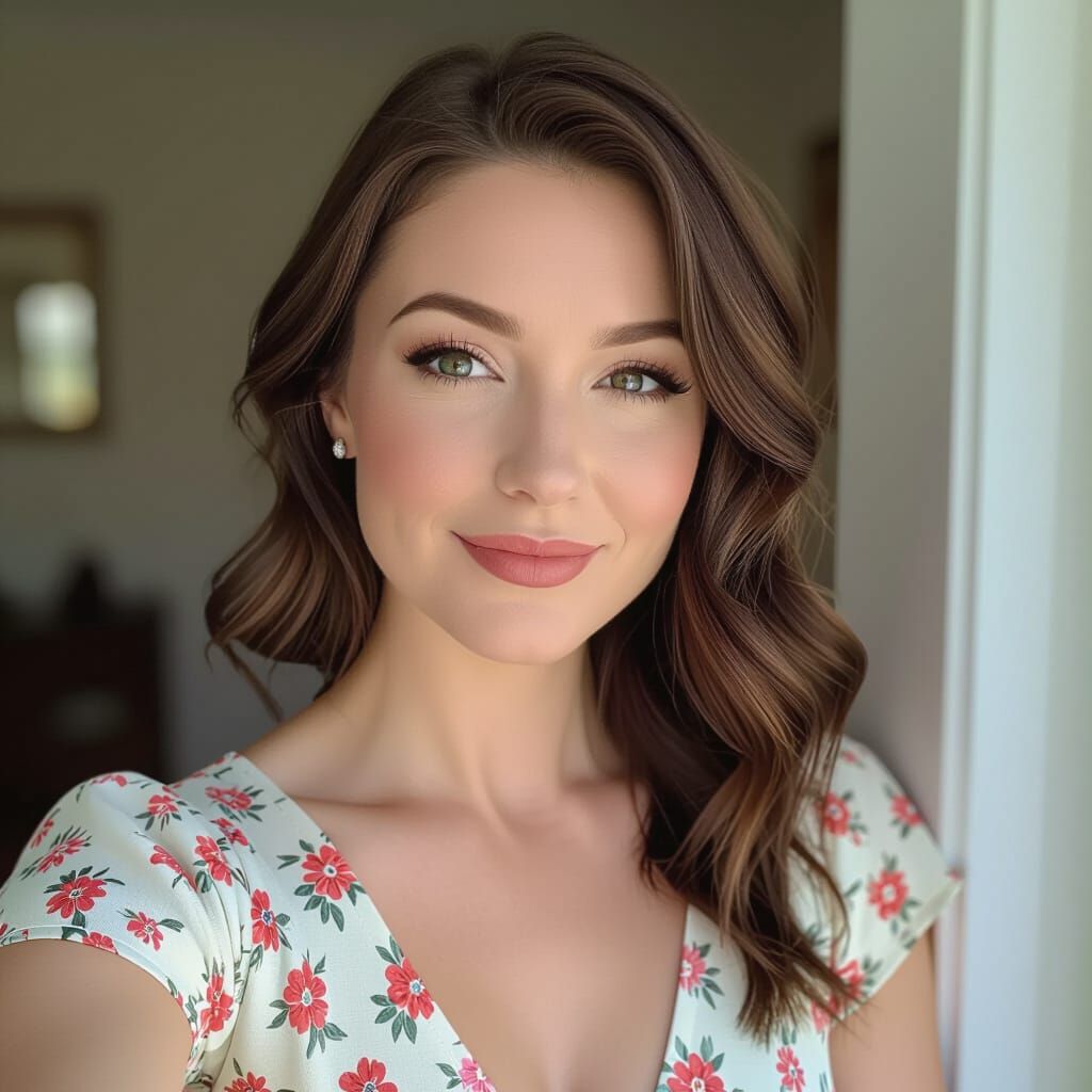 Candid Selfie of Crossdresser in Floral Dress