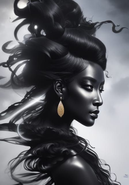 Mesmerizing Black Goddess of Beauty in Shadow Aesthetic