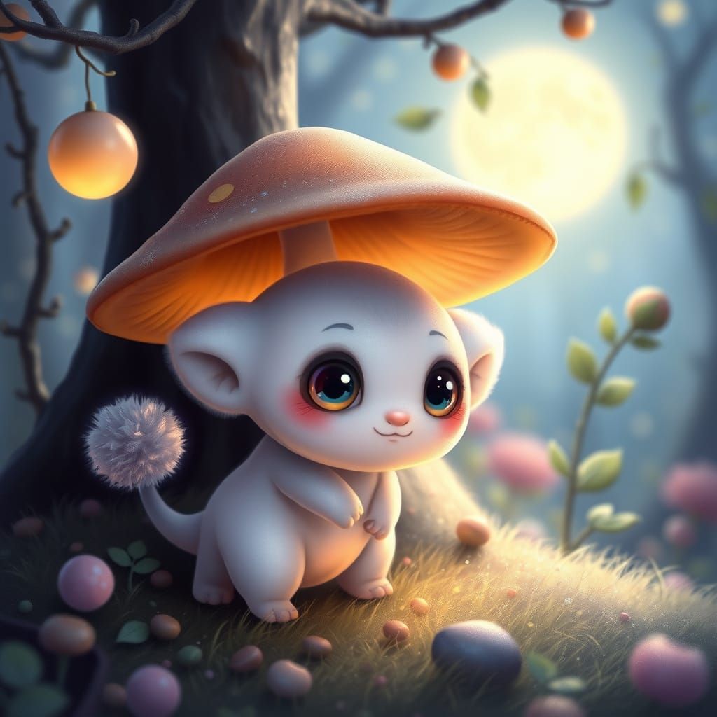 Whimsical Moonlit Forest Creature