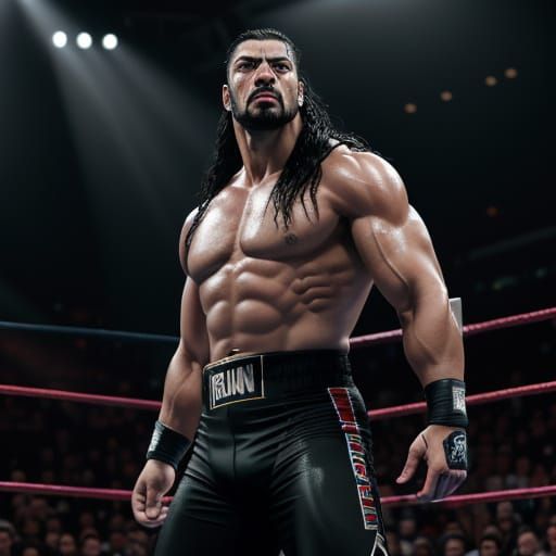Roman Reigns Wrestling in Realistic Digital Art