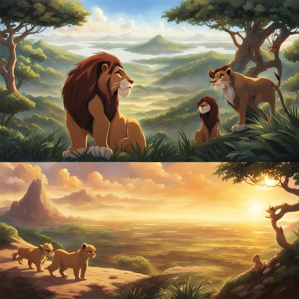 Anime Style Pridelands Landscape from Lion King