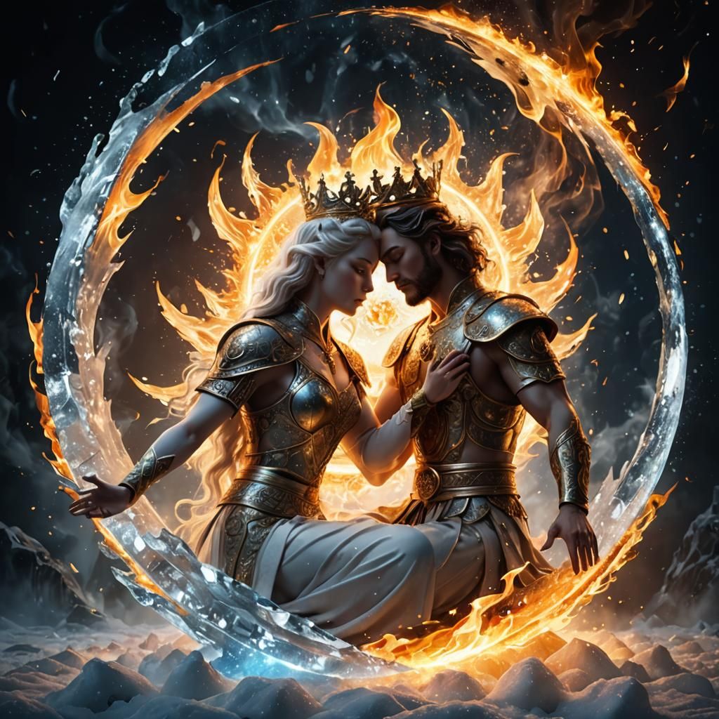 Fiery Ice Yin and Yang in 3D